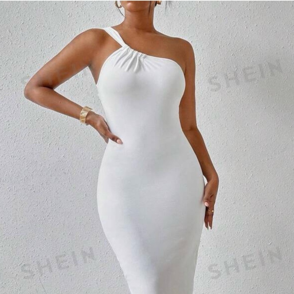 SHEIN White Halter Bodycon Maxi Dress
